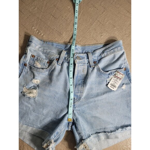 Levi's 501 Womens Size 26 / 2  Shorts  Button Fly Distressed Cuffed Denim (32) - Picture 4 of 11